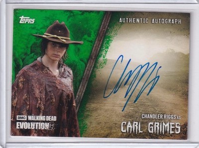 Topps  2017 Walking Dead Evolution Autograph  A-CHAR Chandler Riggs  18/25 Green