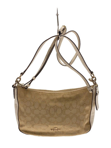 COACH Handbag 2 Way Shoulder Signature Canvas Beige Total Pattern 37584 Used