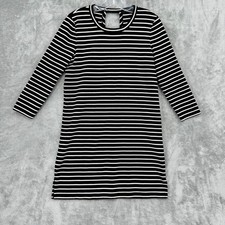 Madewell Dress Womens Small Striped Mini Cutout Back Stretch Knit Casual Black