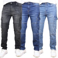 Men's 3-PACK Stretch Cargo Pocket Jeans  Sizes- 30-42  With Free Shipping