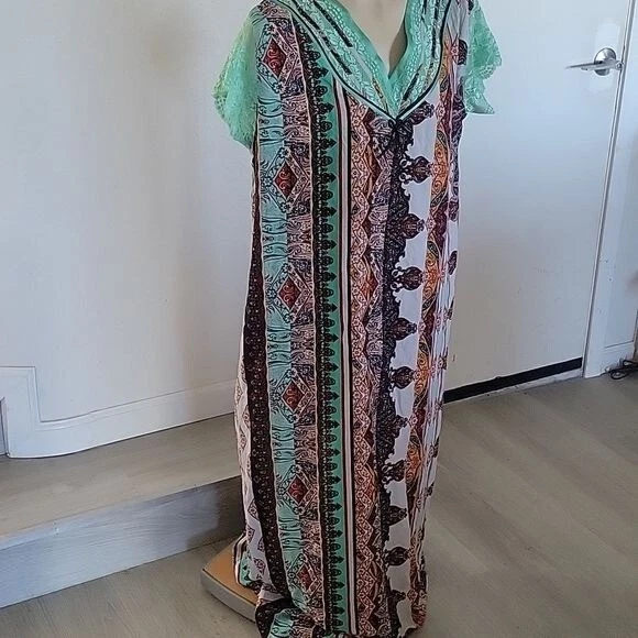 PALM ANGELS SUKAYANA NUOVO Maxi Abito Tubino Mumu Spolverino Grandmacore Floreale Mixed Media XL