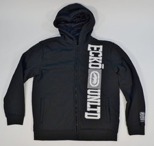 VTG Y2K Ecko Unltd Men's Full Zip Hoodie Rhino Logo Black Size Large