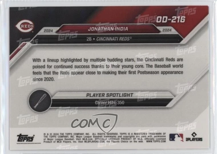 2024 Topps Now Road to Opening Day /1466 Jonathan India #OD-216 - Image 2 of 2