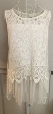 White Lace Embroidered Summer Dress Italian made. No Label  Size large.
