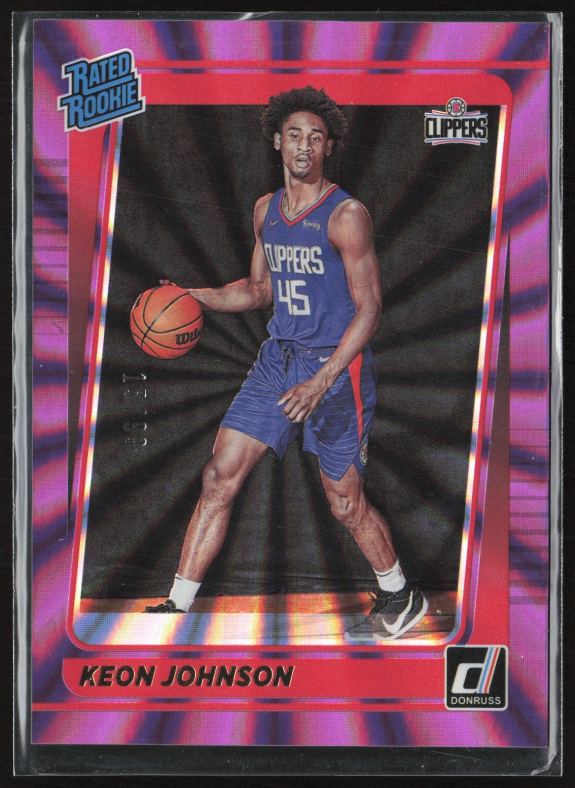 2021-22 Donruss Keon Johnson Holo Purple Laser /99 #242 RC Los Angeles Clippers