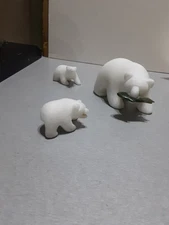 3 STAR MARBLE AND ALASKAN JADE POLAR BEAR FIGURINES CARVED IN ALASKA