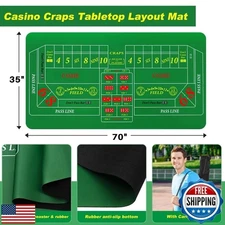 Leyndo Craps Tabletop Game Set, Includes 35" x 70" Rubber Craps Tabletop Layo