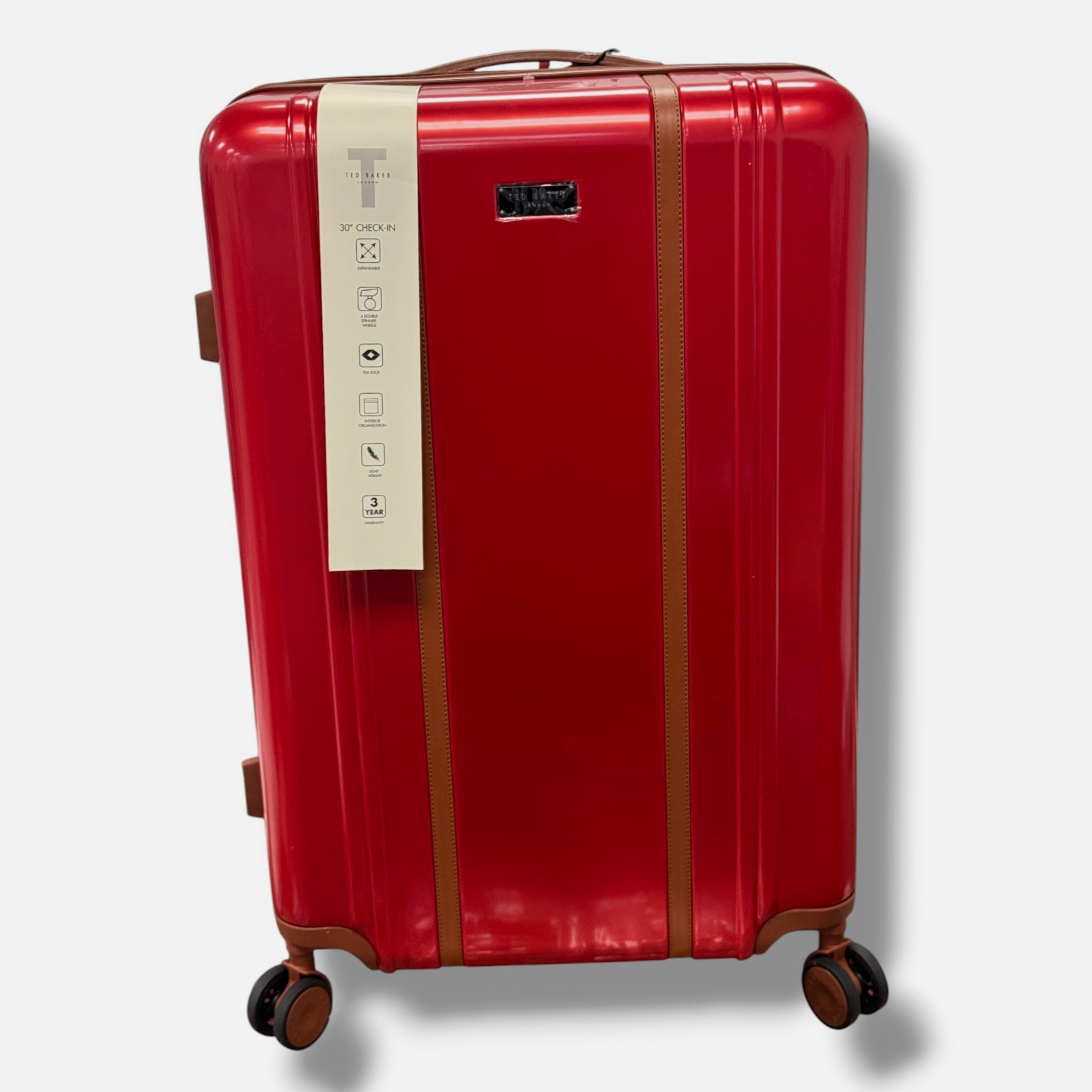 TED Baker Red Logo Travel Hardside Spinner TSA Luggage Suitcase 30"