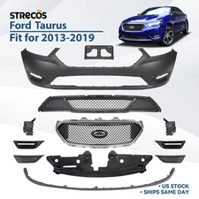 Front Bumper Cover Kit For 2013-2019 Ford Taurus Black Chrome Grille Assembly