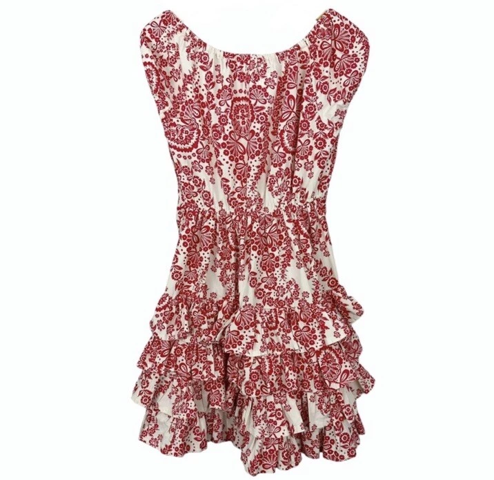 Бумажные крылья Kids девочек размер 6 красный цветочный оборки платье органический хлопок бутик - Изображение 3 из 4