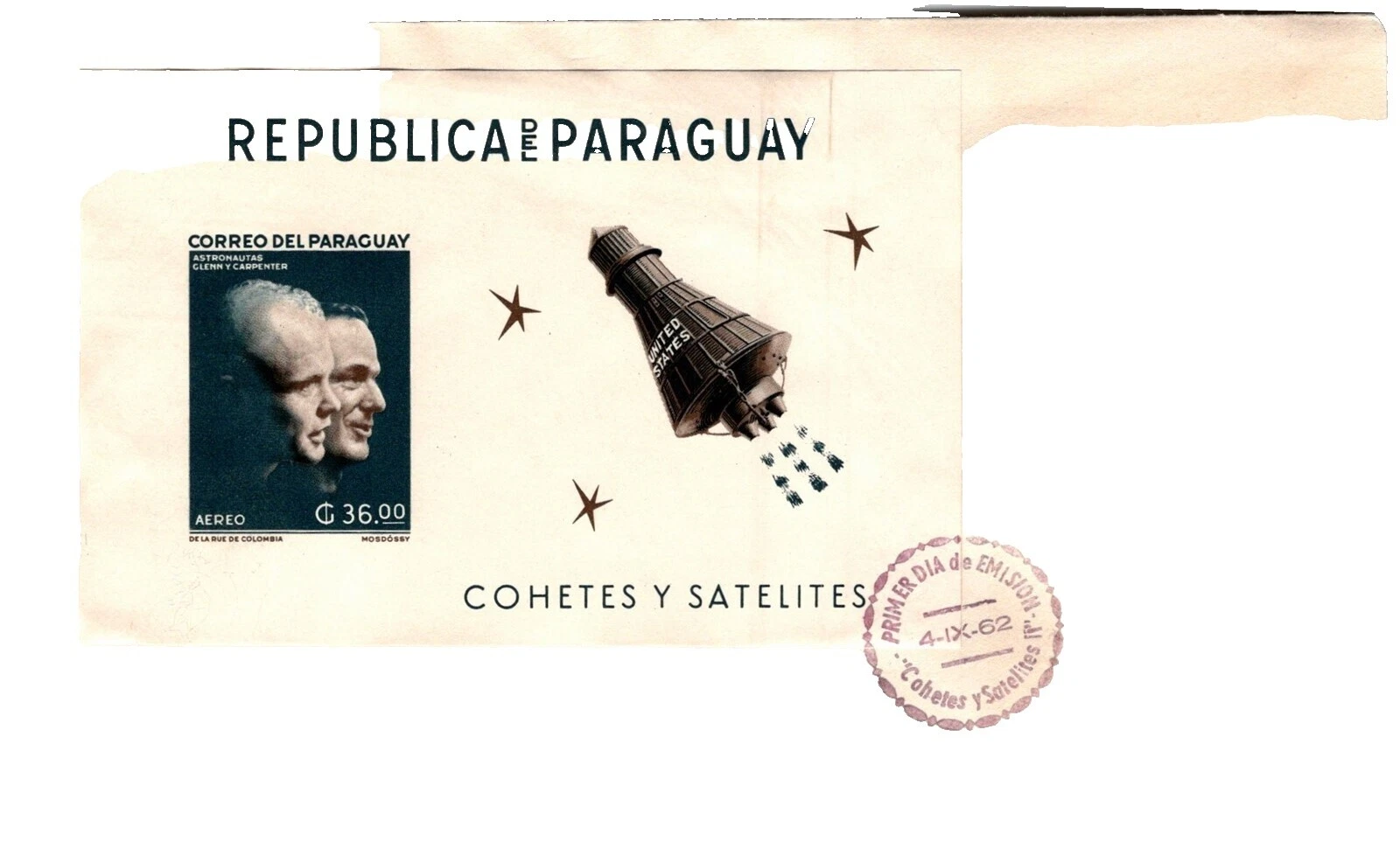 Space First Day Cover Paraguayan Stamps