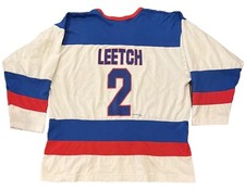 New York Rangers Jersey Leetch Mens Large Nutmeg White 50% Cotton