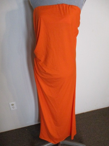 Reformation FAB! Bebe Knit Strapless Ruched Fitted Column Dress Flame Orange XL - Picture 2 of 8