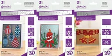 LOT OF 3 GEMINI - 5 x 7" 3D Embossing Folders & Stencil Christmas 761534 New C71