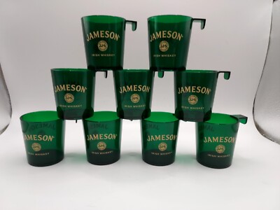 Lot of 10 Jameson Irish Whiskey Plastic Hitchhiker Shot Glasses Cup & Hook NEW