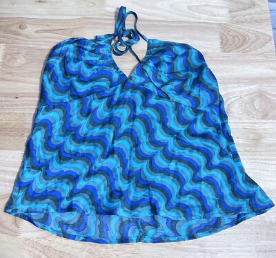 Forever 21 Twentyone Silk Tank Top Teal Blue Green Wavy Ocean Size Small  NWT | eBay