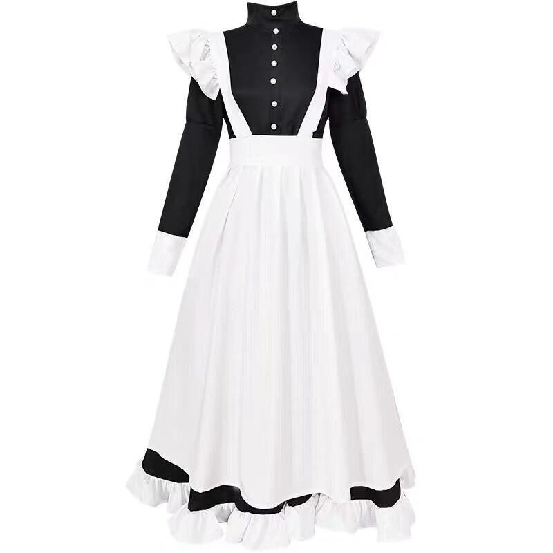 Men Cute Maid Dress Long Sleeve Ruffled Lolita Waitress Cosplay Halloween  Show | eBay