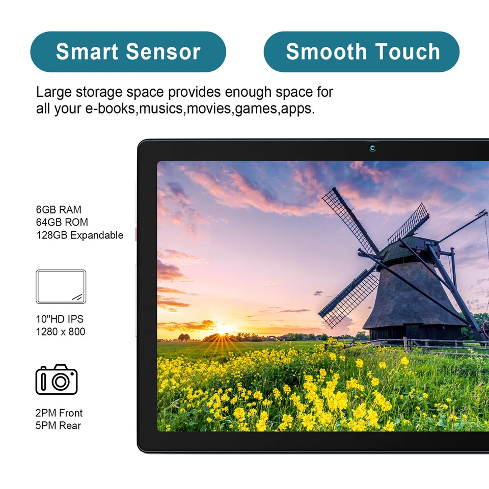 Tablet 10.1 inch Android 13 Tablet 6GB RAM 64GB Quad Core 1280*800 HD IPS Screen - Image 3 of 4