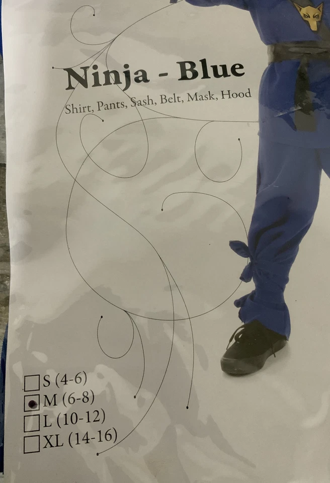 🥷🏻 Disfraz de Halloween Secreto Azul Ninja Niño (Mediano 6-8) 👻🎃 Foto 2 de 2