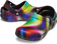 Crocs Bistro Graphic Slip Resistant Clog Men 13 Neon Tie Dye Work 204044-6RX NEW