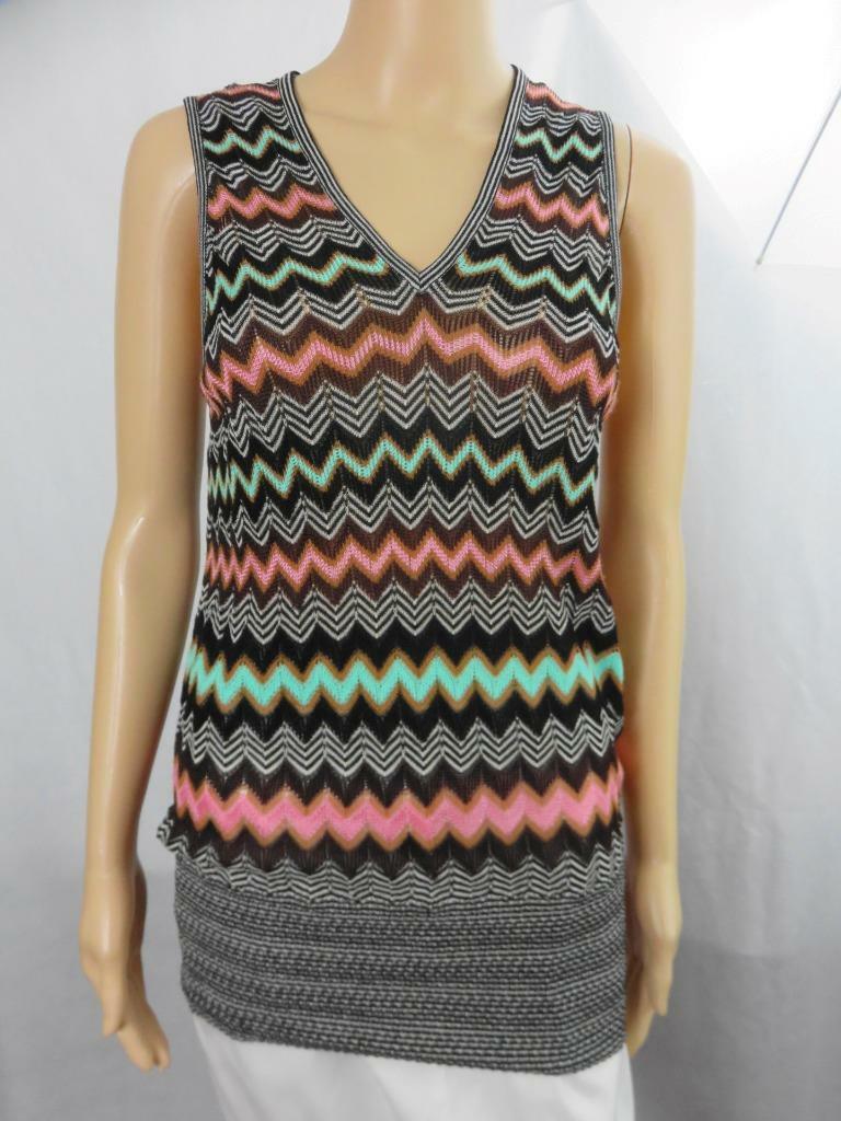 M Missoni Multicolor Zig Zag Pattern Sleeveless Long Top M Missoni Multicolor Zig Zag Pattern Sleeveless Long Top