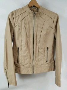 ASHLEY B. By Bernardo Womens Beige Moto Jacket Small Vegan | eBay