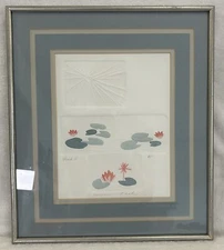 Jeanne Nash Embossed Art API Print Pond III Signed Framed Collectible 16”X13”