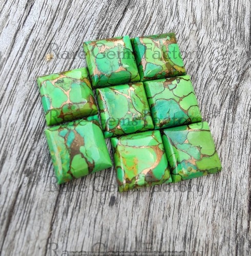 Natural Green Copper Turquoise Cabochon Square Shape Wholesale Gemstones Lot - Picture 3 of 10