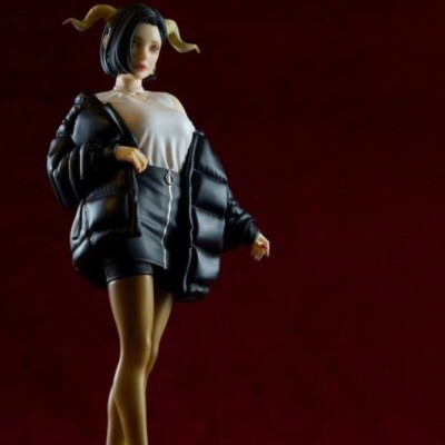 1/24 Scale 75mm Sheep Horn Girl Resin Figure Model Kit Unassembled and Unpainted