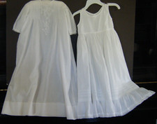 Antique Victorian girl Christening Gown full slip Pintucks and embroidery 28"