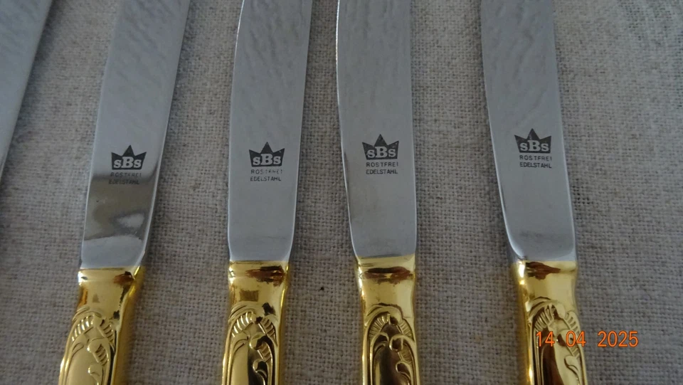 SBS Besteck Solingen 23 24 Karat hartvergoldet 6 Personen 30 Teilig K10 - Bild 3 von 4