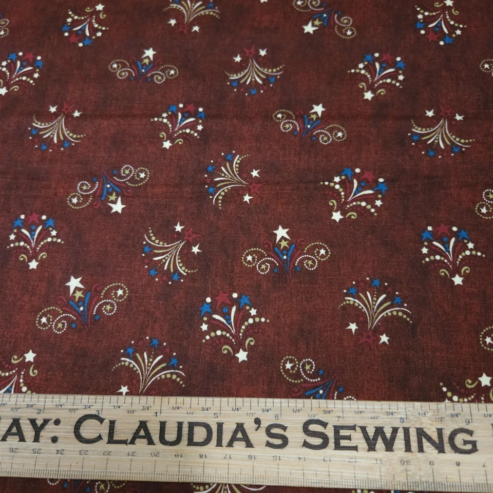 Stars & Stripes Forever BTY Dan Morris 绗缝宝藏葡萄酒蓝色星星 — 第 2/3 张图片