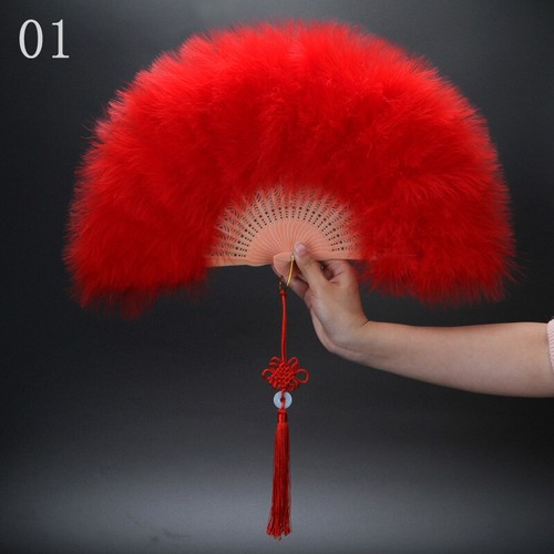 Colorful Large Folding Feather Fan Wedding PROM Party Costume Fancy Dress 1920s - Picture 18 of 30