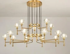 NEW copper crystal ceiling light luxury led chandelier living room bedroom lamp