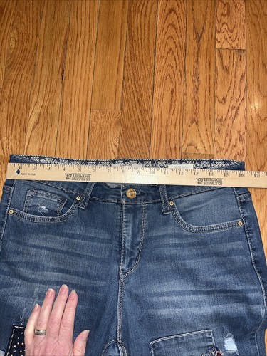 Vintage America Blues Bestie Jeans Patchwork Embroidery Details Sz 8R/29 - Picture 12 of 13