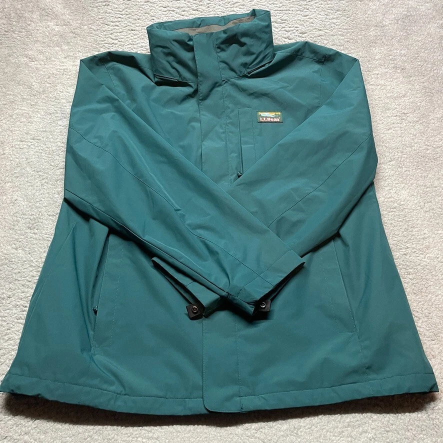 L.L. Bean 3 In 1 Jacket (No Fleece) Men's L 501838 Hooded Green Hiking Outdoor
