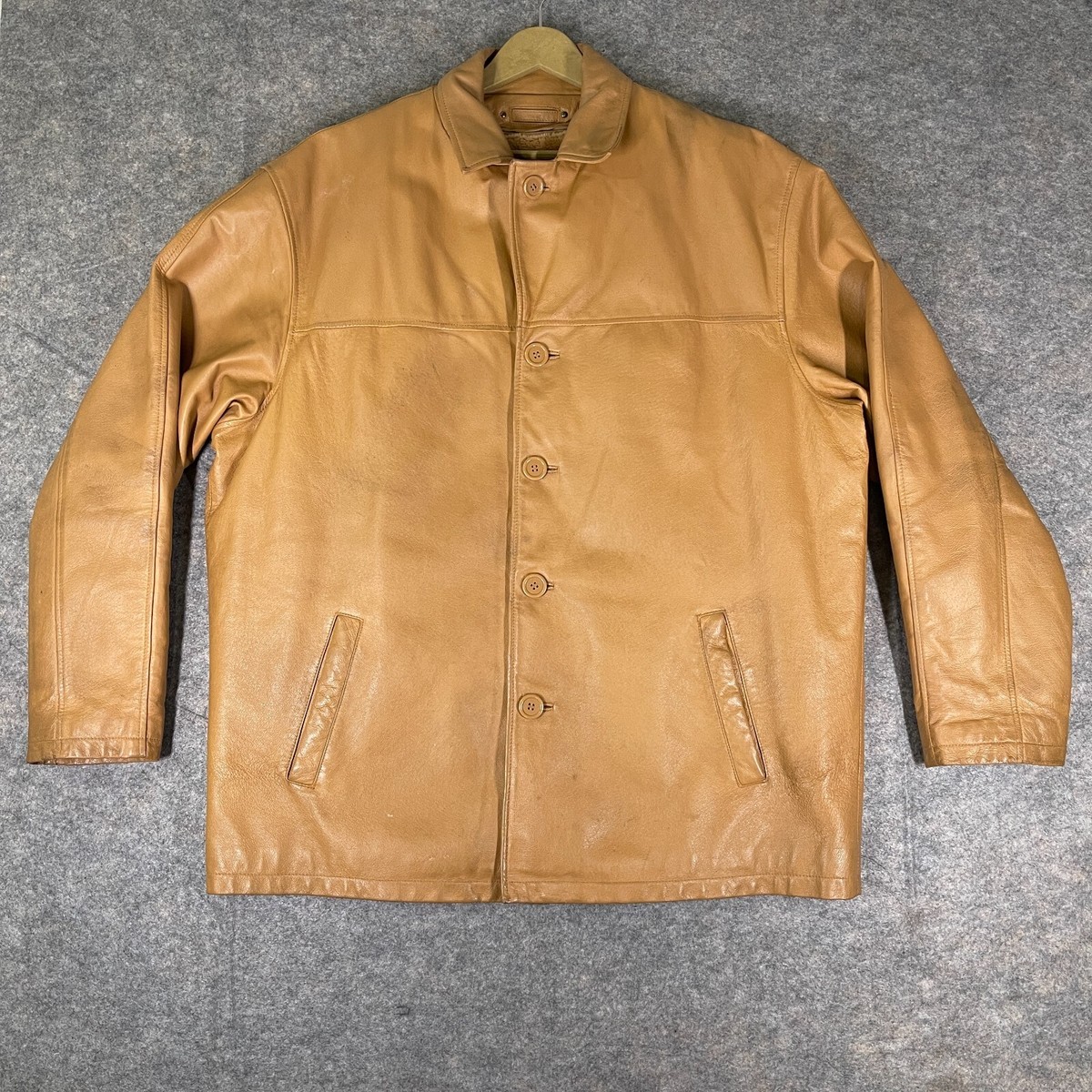 ジャケット・アウター Vintage heavywait doubleriders jacket XL Vintage Max USA Dark Beige Full Zip Leather Jacket XL Hip