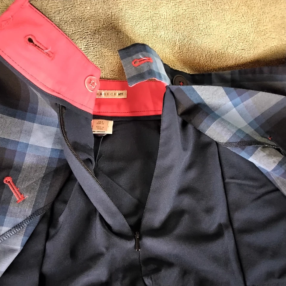 Cutter & Buck Womens Skort Skirt Size 8 Blue Red Geometric pockets Zip - Image 4 of 4