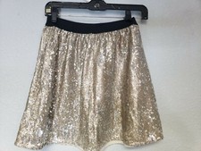 Abercrombie Fitch Gold Sequined Flared Sparkling Mini Skirt in Small