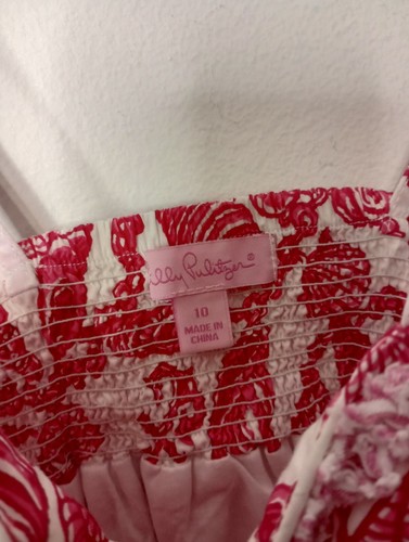 Girl's 10 Lilly Pulitzer Alexa Love Pink White Shells Smocked Ruffle Sundress 97 - Picture 3 of 5