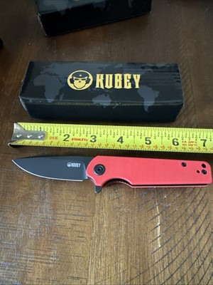 Kubey Wolverine Folding Knife Red G10 Liner Lock D2 Drop Point Plain KU233E