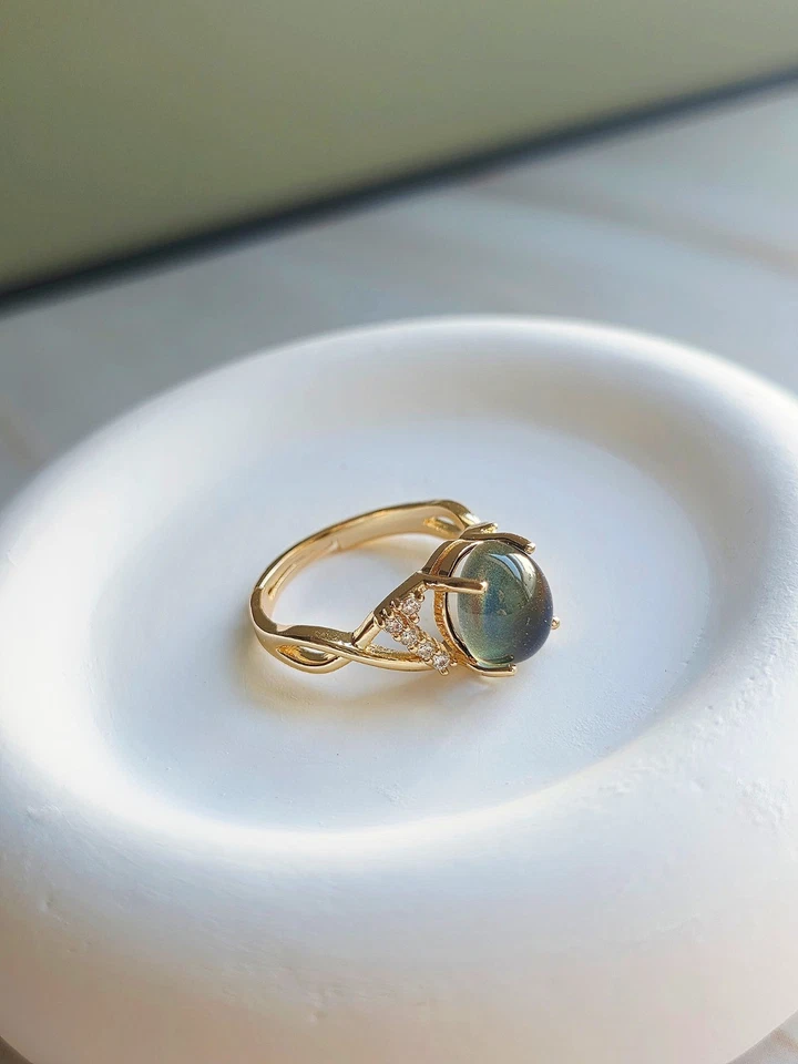 Anillo de estado de ánimo dorado ajustable cambio de color anillos para el pulgar para mujer 14k Foto 4 de 4