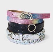 Girls' 3pk Rainbow Belt Set - Cat  Jack Size Medium