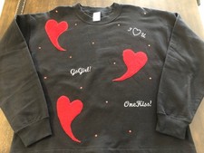Valentines Day Size L Sweatshirt Love Hearts Embroidered