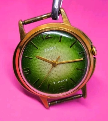 Vintage Soviet Watch ZARIA Gold Plated AU10 Mechanical USSR Original 21 Jewels