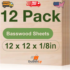 12 Pack Basswood Sheets 12 x 12 x 18 Inch - 3mm Unfinished Basswood for Laser C