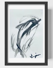 GUAJARDO Original Expressionism Dolphin Leaping 9X6 Paper Signed Art