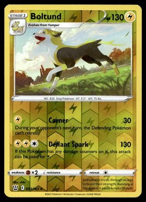 Boltund 053/163 Rare Battle Styles Pokemon Reverse Holo NM/M