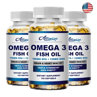 Omega 3 Fish Oil Capsules 1000mg Fish Oil 190 EPA & 125mg DHA ,Heart Health