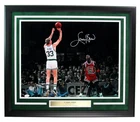 Larry Bird HOF Celtics Autographed 16x20 Photo with Jordan Framed JSA 200789